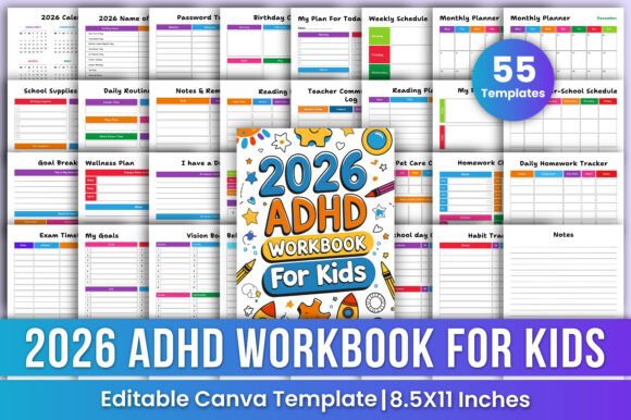 Download 2026 ADHD Workbook for Kids Canva Kdp - Kdp Collection