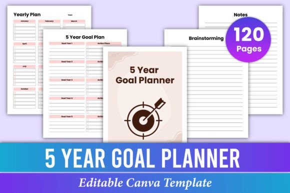 Download 5 Year Goal Planner Canva Kdp Interior - Kdp Collection