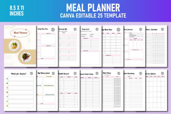 Download Meal Planner, Food Diary Canva KDP - Kdp Collection