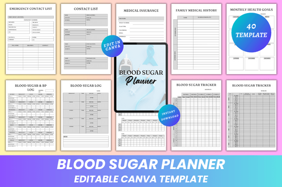 Download Blood Sugar Planner Canva KDP Interior - Kdp Collection