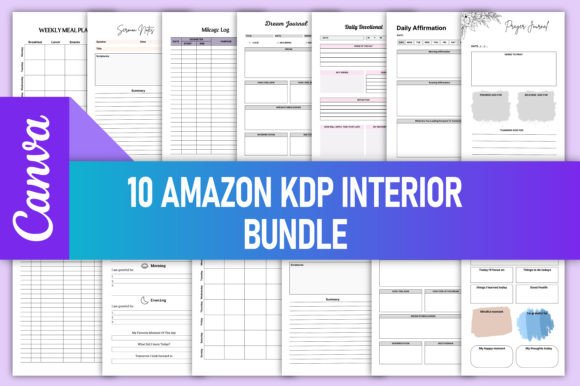 Download Editable 10 KDP Interiors Bundle Canva - Kdp Collection