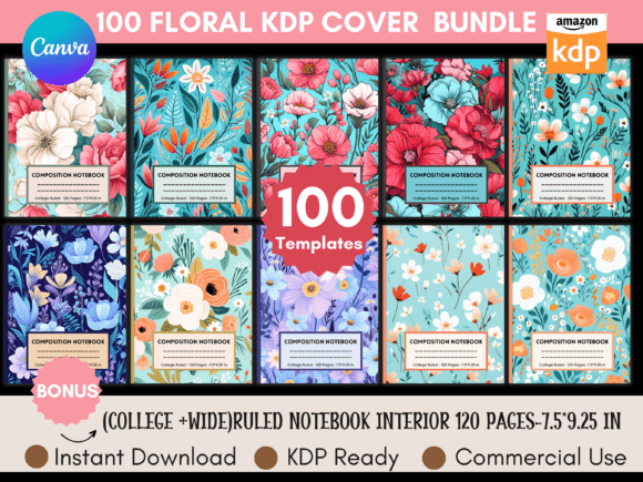 Download Floral Composition Notebook Covers KDP - Kdp Collection