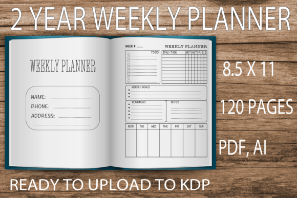 Download Weekly Planner for 2 Years  KDP Interior - Kdp Collection