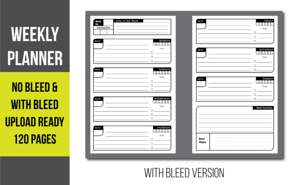 Download KDP Weekly Planner - Bleed &amp; No Bleed - Kdp Collection